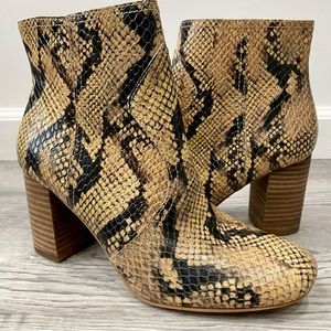 Lucky Brand Sheirin Leather Snakeskin Print Ankle Boots